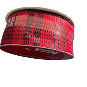 Wired Jumbo Plaid Ribbon | 100% Polyester | Red/Black | 2 1/2 in x 80 ft